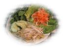 lettuce, cucumber, bean sprouts, mint